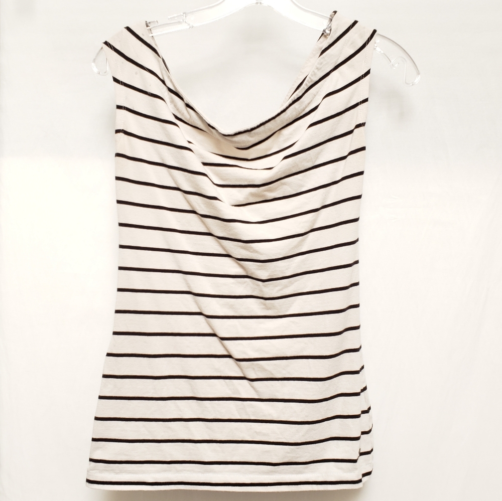 Espirit Black and White Striped Sleeveless Top